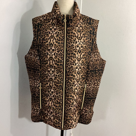 NWOT MARC NEW YORK by ANDREW MARC WOMAN 2X QUILTED PUFFER VEST ANIMAL PRINT - Picture 1 of 16